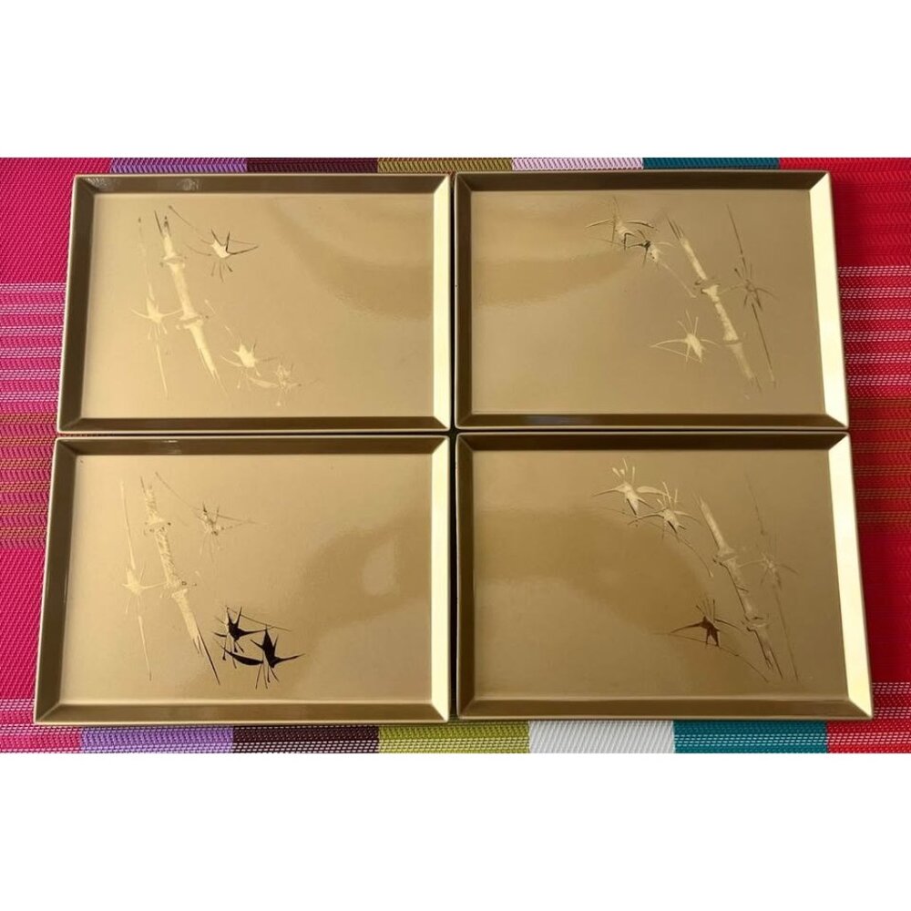 Vintage set of 4 Otagiri Japan lacquerware sushi trays